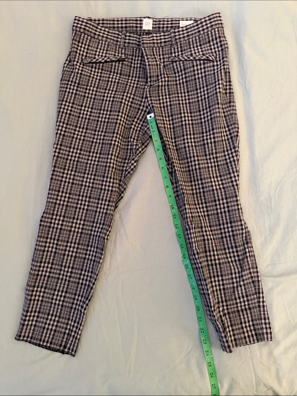 GAP Plaid Stretch Trousers in Black and Gray